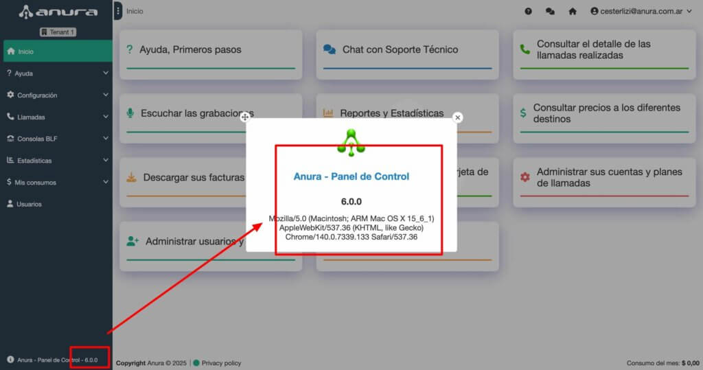 Panel de Control de Anura 6.0
